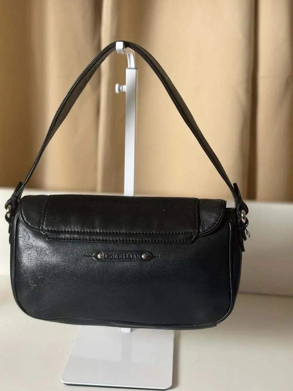 Cole Haan Alexa H04 Black Leather Equestrian Shoulder Bag